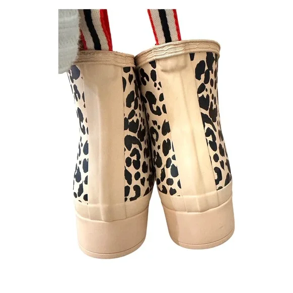 Hunter Original Play Short Leopard Print Faux Fur Lined Rain Boots Womens 11M - Picture 4 of 9